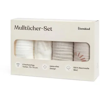 Ehrenkind Ehrenkind® Mulltücher Baby 70x70 cm Premium Spucktücher für Neugeborene | Weiche Musselintücher im 4er-Set | Perfekt als Neugeborenen Geschenk & Baby Erstausstattung | Beige