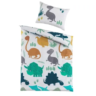 Holiday Heimtex Baby Bettwäsche Dino-Welt - Renforcé-Qualität aus 100 x 135 cm