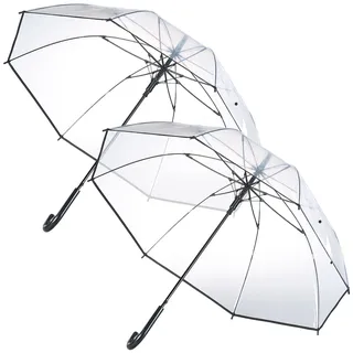 2er-Set transparente Stock-Regenschirme, Stahl & Fiberglas, Ø 100 cm