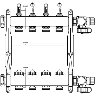 Viessmann Edelstahl Heizkreisverteiler mit Volumenstromanzeige für 6 Heizkreise - 7568315