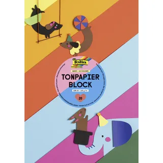Folia Tonpapier Block 130 g/m2 20 Blatt A4 farbsortiert
