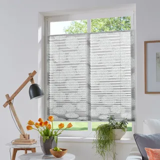 Plissee MY HOME "BELUM" Gr. 3, grau (hellgrau), B:60cm H:130cm, Obermaterial: 70% Baumwolle, 30% Polyester, Plissees, im Fixmaß, Ausbrenner, Kreise, Blumen, Klemmträger, Topseller