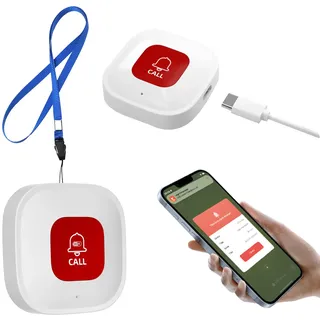 WiFi Smart Notrufknopf für Senioren, Persönlicher SOS Notfallknopf für ältere Patienten, Kinder, WLAN SOS Notruf auf Handy, Hausnotruf, Tuya WiFi Notruf Alarm an Telefon Senden