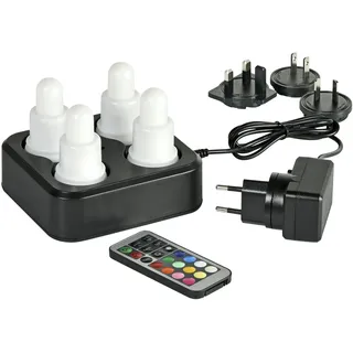 Duni LED Set Wiederaufladbar, 4 Stück 70 x 40 mm Weiß, 1 Stk/Krt (1 x 1 Stk)