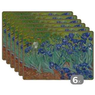 MuchoWow Placemats Platzdeckchen Platzset Tischset 6-teilig Tischdeko Untersetzer 45x30 cm Schwertlilien - Vincent Van Gogh