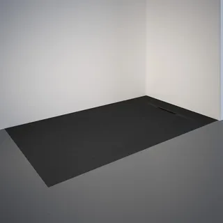 Schulte Duschwanne DWM-Tec mit Steinstruktur Anthrazit 70 x 150 cm, Mineralwerkstoff, Oberfläche aus Steinstruktur, barrierefrei, extraflach, geringes Eigengewicht
