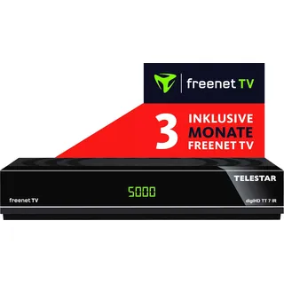 TELESTAR 5310502 digiHD TT 7 IR Full HDHEVCDVB-T2/DVB-CReceiver(inkl.3MonateFreenetTVmitH.265/HEVC,KabelEmpfang,HDMI,AV-Ausgang,PVRready,Mediaplayer,USB2.0,LAN)schwarz