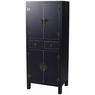 Chinesischer Hochzeitsschrank Mandarin Oriental Schwarz – Authentisches Ming-Design, 4 Türen & 2 Schubladen, Holz/MDF Exklusiver Stauraum mya005 Palazzo Exklusiv