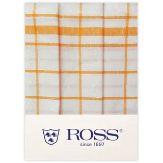 Ross 3er Pack Halbleinen-Geschirrtücher Karo 50x70 cm | gelb - gelb