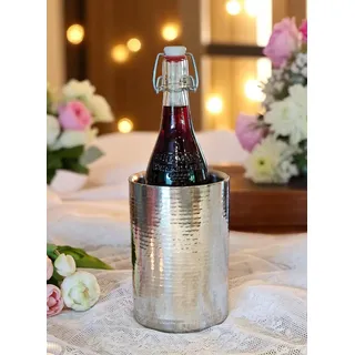 Meinposten Weinkühler Flaschenkühler Edelstahl, 17 cm Höhe, 12 cm Durchmesser, Doppelwandig, Silber Getränkekühler Sektkühler