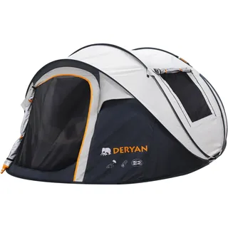 Luxuriöses Pop-Up-Zelt – 4 Personen – 1 Sekunde Pop-Up – 2000 mm Wassersäule beige|SCHWARZ|orange 2-3 PERSONEN