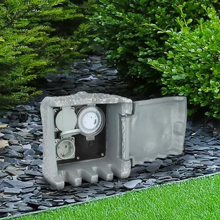 Longlife LED Gartensteckdose Steinoptik IP44 2 St.