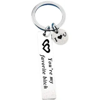 JK Home Lustiger Schlüsselanhänger für Paare, Schmuck für Ihren Freund, Ehemann, Ehefrau, Freundin, You Are My Favorite Bitch. (Silber) - JK514-026A