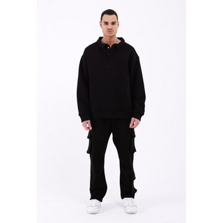 COFI Casuals Jogginganzug Jogginganzug Set Baumwolle Jogger Hoodie Pullover Oversize Fit schwarz L