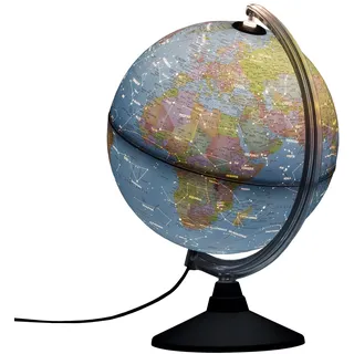 IDENA 10411 - Globus mit politischem Kartenbild bei ausgeschalteter Beleuchtung und Sternbildern beim Einschalten des Lichtes, ca. 25 cm im Durchmesser