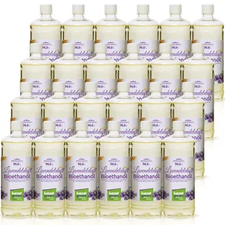 KieselGreen Bioethanol mit Duft 24 x 1 Liter Sets für Ethanol-Kamin – Premium Bio Ethanol Kamin Indoor oder Bioethanol Tischfeuer... (Lavendelduft)