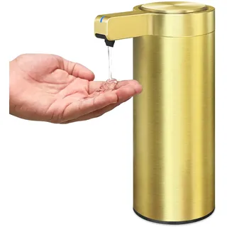 Mamiddle Seifenspender Automatisch Edelstahl mit Sensor Infrarot Seifenspender Elektrischer IPX5 Wasserdicht USB-C Aufladung mit Sensor Infrarot Bewegungssensor für Küche & Bad (Gold)