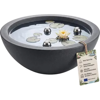 BigDean Miniteich Brunnen Set Schale mit Teichkugeln