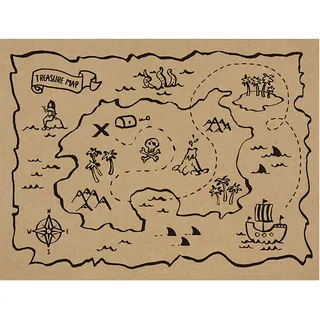 Piraten Platz-Sets 6 stück 40 x 30 cm Schatzkarte aus Papier zum Ausmalen umweltfreundlich Party-Deko Kindergeburtstag Tschdeko