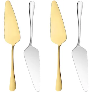4 Stück Tortenheber Edelstahl, Kuchenschaufel, Tortenheber Mit Gezackten Kanten, Ideal Für Torten, Kuchen, Pizza Und Lasagna, 23 Cm Länge, Praktisches Servierbesteck Für Haushalt Und Gastronomie