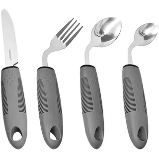 4-Teiliges Parkinson Besteck, Adaptives Besteck mit Rutschfeste Griffe, Einfach zu Greifen, Ergonomisches Seniorenbesteck für Behinderte, Arthritis, Parkinsons, Ältere Menschen mit Zittern (Typ B)