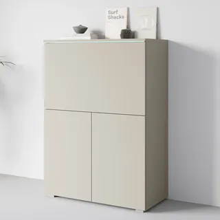 Home Affaire PC-Schrank HOME AFFAIRE "Vera, Sekretär, Home-Office-Schreibtisch mit LED-Beleuchtung", kaschmir, B:90cm H:125,1cm T:42cm, Sekretäre, Multifunktional mit Stauraum, klappbare Tischfläche, LED, B 90 cm