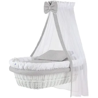 Stoffset 8-teilig mit Matratze von WALDIN für Stubenwagen, XXL, Bollerwagen,KEIN STUBENWAGEN, 5 Sets wählbar,weiß/Punkt weiß