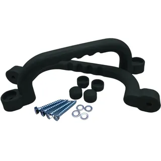 HOQ 1 Paar Haltegriffe - 2 Stück hochwertige Kunststoff-Griffe - Handläufe 240x75 mm - für Stelzenhäuser, Hochbetten, Spielhäuser und Spieltürme - Schwarz