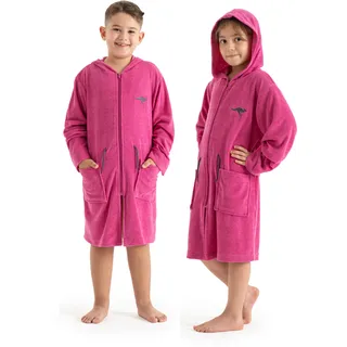 KangaROOS Kinderbademantel KANGAROOS "Kira, Ideal für Zuhause, Schwimmbad oder im Urlaub" Gr. 116, rosa (pink, grau), 116, Leichtfrottier, Hausmäntel, modernen, sportliches Design, leuchtenden Akzenten