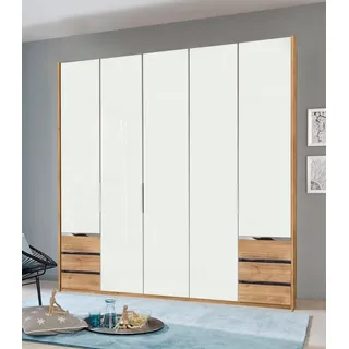 Level 250 x 216 x 58 cm Plankeneiche Nachbildung/Weißglas mit Schubladen