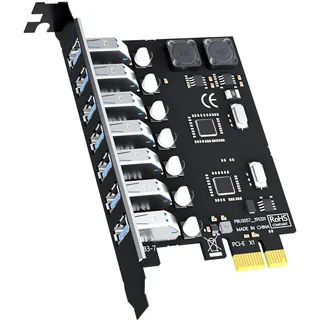 GLOTRENDS U3057 7-Port PCIe USB A Erweiterungskarte (USB 3.2 Gen 1), Kompatibel mit Windows und Linux (unterstützt Nicht Mac OS)