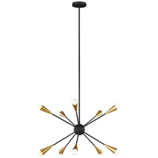 Elstead Lighting Kronleuchter Deckenlampe Hängelampe Sputnik Esszimmer LED 10 Flammig Schwarz