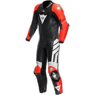 Dainese Mugello 3 D-Air perforierte 1-Teiler Motorrad Lederkombi, schwarz-weiss-rot, Größe 64 für Männer