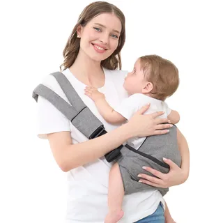 GAGAKU Kindertrage Seitlich Babytragetuch Trage Baby mit Rutschfestem Hüftsitz Tragetuch Kleinkind Hüfttrage Kleinkindtrage Ergonomischer Tragehilfe Babytrage ab 6 monate (10-45lbs) - Grau
