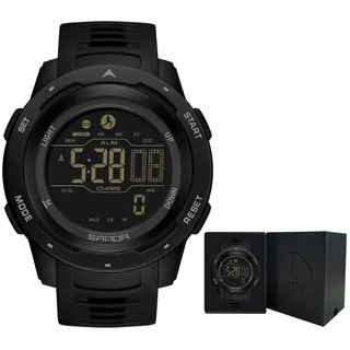 Flintronic Schrittzähler Uhr Herren, Wasserdicht, Fitness Tracker Fitnessuhr, mit Schrittzähler Kalorienzähler, Schwarz