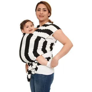 Baby Garden Babytragetuch für Neugeborene bis 18 kg - elastisches Tragetuch - Ergonomisches Tragen - Schwarz - weiß - inklusive Aufbewahrungstasche