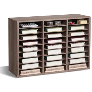 Vevor Literatur-Organizer Dokumentenablage mit 27 Fächern & herausnehmbaren Regalen, Aktensortierer Briefablage aus Holz, Spanplatte, Aufbewahrung für Büro Klassenzimmer Zuhause Schwarz-Grau