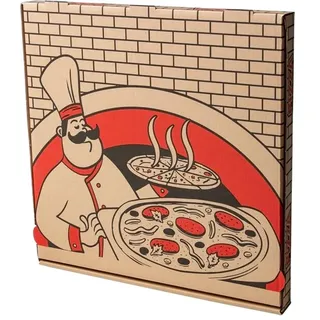 Paxit - Pizza Box 50 Stück, Pizzabox 400x400x40 mm Bedruckte, Pizzakarton 3-Lagig, Pizza Karton Grammatur: 395 g/m2, Pizza Transportbox Gestanzt, Pizzaschachtel Welle B, Pizza Aufbewahrungsbox