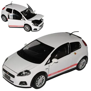 Motormax FIAT Grande Punto Abarth SS Weiss Ab 2005 1/24 Modell Auto mit individiuellem Wunschkennzeichen