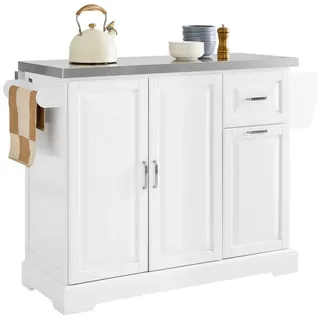 SoBuy Kücheninsel mit 2 Schubladen Weiß, Fkw128-st