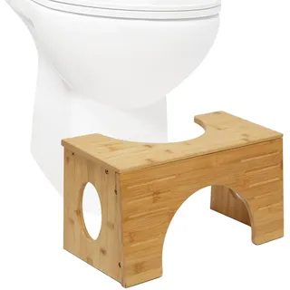 Relaxdays Toilettenhocker, Stuhlgang Unterstützung, WC Hocker Erwachsene, Bambus, kippbar für 2 Höhen, 19,5/25 cm, Natur