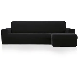 MAXIFUNDAS FUNDAS DE SOFA & CHAISE LONGUE. Bezug für Chaiselongue, sehr elastisch, Relief, kurzes Eckteil rechts (vorne schauen), schwarz, sehr elastischer Sofabezug für Chaiselongue