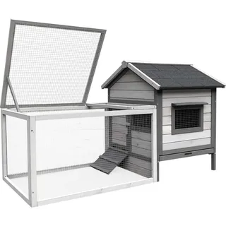 Wiltec Freilaufgehege Hasenstall 146 x 75 x 83 cm hellgrau