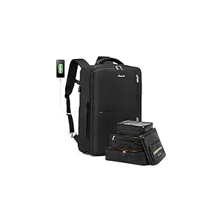 LOVEVOOK Handgepäck Rucksack Flugzeug, Rucksack Herren Damen mit Schuhfach, Erweiterbarer Business Reiserucksack 30-40l 17 Zoll Travel Backpack Handgepäck für Reise Arbeit Ferien, Schwarz