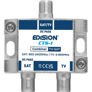 EDISION Cts-1 Einschleuseweiche SAT Terrestrisch, geignet zum zusammenschalten von Digitale DVB-S2 und DVB-T2 signale an die TV-Anlage, DC Durchgang, 5G LTE Filter.