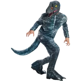 Rubie's Official Jurassic World: Gefallenes Königreich Velociraptor 'Blue' Dinosaurier-Kostüm für Erwachsene, Herren-Standardgröße, Brustumfang 107-112 cm, Taillenumfang 76-86 cm Halloween