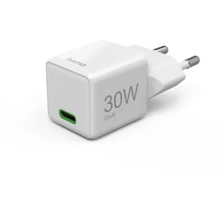 Hama Schnellladegerät Super-Mini-Charger GaN USB-C PD 30 W Weiß