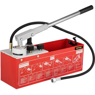 Vevor Prüfpumpe Abdrückpumpe Druckprüfpumpe Füllpumpe Befüllpumpe Druckprobepumpe Hydrostatische Testpumpe Hydraulikdruckprüfpumpe 60 bar / 860 psi / 6 MPa Wasserdruckprüfer 12 L Tankvolumen
