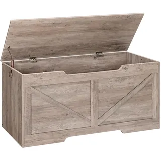 HOOBRO Truhen, Sitzbank mit Stauraum, Spielzeugkiste mit Deckel, Truhenbank, aufbewahrungsbox, 2 Ringen, 110cm, Robust, Stabil, für Kinder, Flur, Wohnzimmer, Grège EBG772CW01