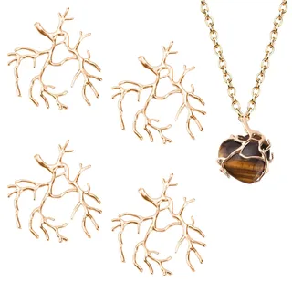 BOXOB 4 Stück Rohlinge in Astform, Anhängerfassungen mit Zinken Lünette Anhänger Tabletts Handgefertigt Metall Anhängeranhänger zur Schmuckherstellung zum Selbermachen für Halsketten (Gold)